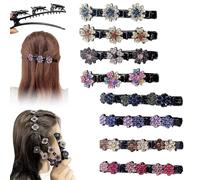 Fermagli Per Capelli Intrecciati Con Pietre Di Cristallo Scintillanti, Fermagli Per Capelli Intrecciati Per Donne, Fermagli Per Lo Styling Dei Capelli Lucidi, Eleganti Per Donne E Ragazze (8*C)