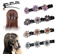 Fermagli Per Capelli Intrecciati Con Pietre Di Cristallo Scintillanti, Fermagli Per Capelli Intrecciati Per Donne, Fermagli Per Lo Styling Dei Capelli Lucidi, Eleganti Per Donne E Ragazze (4*C)