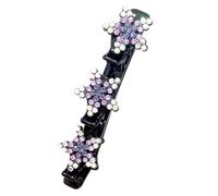 Fermagli per capelli intrecciati da donna con pietre di cristallo scintillanti fasce per capelli a 5 petali fiore forcina a becco d'anatra con strass