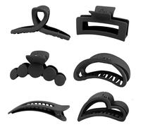 Fermagli per capelli, leggeri, resistenti, antiscivolo, per capelli spessi, sottili e ricci, stile vintage anni '90, per donne e ragazze (nero opaco)