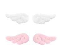 Fermagli per capelli morbidi a forma di ali d'angelo, per ragazze, 4 pezzi, graziosi, in tessuto antiscivolo, per feste e cosplay (bianco e rosa)