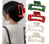 Fermagli per Capelli Natalizi, 4pcs Fermagli per Capelli da Donna, Accessori per Capelli Antiscivolo, Mollette per Capelli con Stampa Pupazzo Neve di Natale, Accessori per Capelli Natalizi (Colore A)
