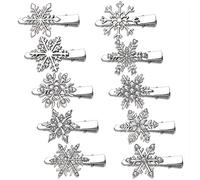 Fermagli per capelli natalizi con fiocco di neve e strass, per donne e ragazze, accessorio per capelli invernale, regalo per feste di Natale, Capodanno (argento)