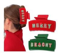 Fermagli per capelli natalizi da donna, colore rosso e verde, luci di Natale, albero di Natale, artiglio per capelli con strass, BUON HOHOHO agrifoglio, accessori per le vacanze, accessori natalizi,