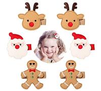 Fermagli per capelli natalizi per bambine e bambine, graziose corna di renna, Babbo Natale, pan di zenzero, accessori per capelli completamente foderati, mollette a coccodrillo, set regalo di Natale,
