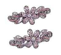 Fermagli per capelli per donne e ragazze, fermagli per capelli alla moda, eleganti e scintillanti, con strass, accessori per capelli a forma di fiore, 2 pezzi (rosa ciliegia)