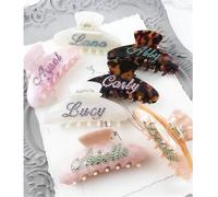 Fermagli per capelli personalizzati con strass, lettere e numeri, clip per capelli da donna per capelli spessi e sottili, regali per damigelle d'onore, accessori per capelli per matrimoni e San