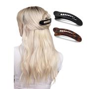 Fermagli per capelli piatti Kitsch per donna - Fermagli per capelli piatti antiscivolo per un look confortevole | Accessori per capelli per ragazze - Nero e tartaruga 2 pezzi