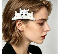 Fermagli per capelli piatti progettati da cuccioli bianchi da donna con strass decorati in acrilico clip per frangia laterale accessori per capelli a forma di animale dei cartoni animati adatti per