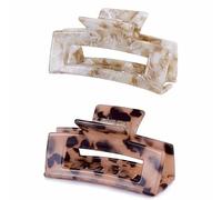 Fermagli per capelli rettangolari ritagliati a tartaruga Clip per capelli in acetato di celluloide Clip per capelli da 7,6 cm leopardato quadrato morsetti per capelli per donne capelli spessi e