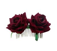 Fermagli Per Capelli Rose 3 pettini for capelli con fiori di rosa for la moda sposa, fatti a mano, copricapo da sposa, ballo di fine anno, ciondolo for capelli(Wine red)