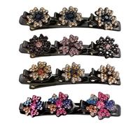 Fermagli per capelli scintillanti con pietra di, Fermagli per capelli intrecciati con pietra di scintillante - Clip di strass da donna,Fermaglio per capelli intrecciato con strass per donne, tutte le