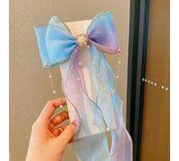 Fermagli per capelli sfumati per ragazze, fatti a mano, con fiocco arcobaleno, accessori per capelli con coda lunga, clip appuntita sicura per trecce a coda di cavallo, principessa delle fiabe (D)