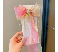 Fermagli per capelli sfumati per ragazze, fatti a mano, con fiocco arcobaleno, accessori per capelli con coda lunga, clip appuntita sicura per trecce coda di cavallo, principessa delle fiabe (B)