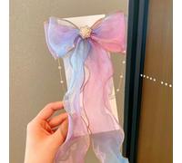 Fermagli per capelli sfumati per ragazze, fatti a mano, con fiocco arcobaleno, accessori per capelli con coda lunga, clip appuntita sicura per trecce a coda di cavallo, principessa delle fiabe (C)