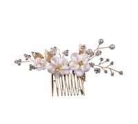 Fermagli per Capelli Strass Pettine laterale for capelli con perle da sposa, pettine, a forma di foglia dorata, gioielli for, copricapo(Color 1)