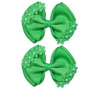 Fermagli per capelli verdi per donne e ragazze, confezione da 2 pezzi, 10,2 cm, in raso setoso, fiocco a coccodrillo, forcine per capelli per bambini all'inizio della primavera, giorno di San Patrizio