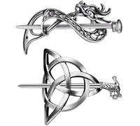 Fermagli per capelli vintage 2 pezzi, fermaglio per capelli in metallo retrò con nodo vichingo e triangolo del drago