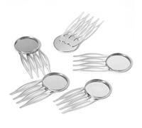 fermagli per capelli vuoti 10 pezzi di forcine for capelli a pettine con base cabochon in rame placcato, montatura for fermaglio for, cammeo da 20 mm, gioielli(Color)