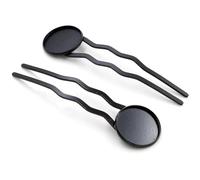 fermagli per capelli vuoti 20 mm 10 pezzi Bronzo placcato argento e materiale in rame nero Forcine for capelli Base for forcina Cabochon Cammeo(Black)