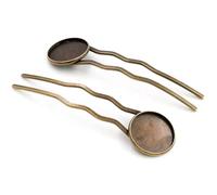 fermagli per capelli vuoti 20 mm 10 pezzi Bronzo placcato argento e materiale in rame nero Forcine for capelli Base for forcina Cabochon Cammeo(Bronze)