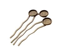fermagli per capelli vuoti Cabochon in rame da 12 mm, 3 basi, forcine for capelli, vuote, fermagli for fai te, accessori 35x65, 5 pezzi(Bronze)