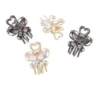 Fermagli per Chioma Farfalla Decorativi, 4 Pezzi Eleganti | Metallo e Pietre Lucenti, Stile Vintage Scintillante, per Donne, Matrimonio e Uso Quotidiano, Finitura Dorata e Nera