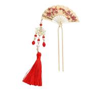 Fermagli per in metallo, ventaglio cinese, vintage, donne e ragazze | Classica forcina rossa per chignon lunghi e spessi, per acconciature raccolte quotidiane, compleanni, feste, vacanze, cosplay