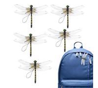 Fermagli per insetti repellenti, 5 pezzi, decorazione realistica per mosche, libellula 3D con clip e cavo, decorazione esterna in PVC per giardino, campeggio, , patio, prato, tenda, zaino