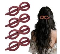 Fermagli piatti per capelli, neutri, non si piegano, opachi, design piatto, per lavoro e styling quotidiano (rosso, 4 pezzi)