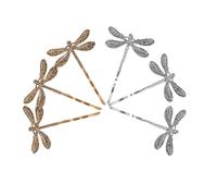 Fermagli Vintage a Libellula 6 Pezzi in Metallo, Clip a Coccodrillo | Tre Argento Antico e Tre Oro Antico, Accento Decorativo, per Frangia e Acconciature Raccolte