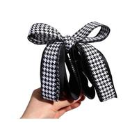 Fermaglio a banana con fiocco a nastro coreano con perle finte verticali clip per coda di cavallo dolce forcina accessori per capelli da donna alla moda (04)
