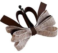 Fermaglio a banana con fiocco, forcina per capelli a banana, elegante clip verticale per coda di cavallo, con fiocco, per donne e ragazze, accessori per capelli dolci per donne e ragazze (caffè)