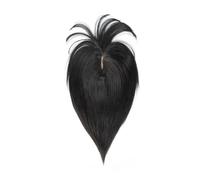 Fermaglio a clip con frangia per donne, capelli naturali Remy, base in seta, riga al centro, capelli diradati estensioni dei capelli (10inch,Natural Black)