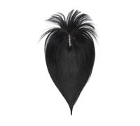 Fermaglio a clip con frangia per donne, capelli naturali Remy, base in seta, riga al centro, capelli diradati, estensioni dei capelli (8inch,Jet Black)