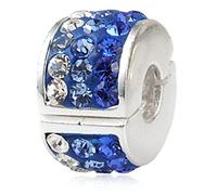 Fermaglio a clip in argento Sterling 925 per braccialetti Pandora (blu)