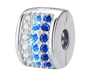 Fermaglio a clip in argento Sterling 925 per braccialetti Pandora (blu)