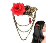 Fermaglio A Clip Per Capelli In Stile Steampunk Spilla con Teschio di Rosa