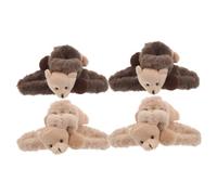 Fermaglio a Molla in Peluche Orecchie D'orso, 4 Pezzi | Tono Kaki, Plastica e Metallo, Stile Cartone Tenero per Donna e Ragazza