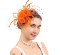 Fermaglio Capelli Sposa Piume Perle Rete Elegante | Piume delicate e perle eleganti, design retrò tempo per un look da sposa raffinato e unico(D)