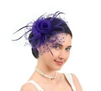 Fermaglio Capelli Sposa Piume Perle Rete Elegante | Piume delicate e perle eleganti, design retrò tempo per un look da sposa raffinato e unico(E)