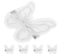 Fermaglio Chioma Farfalla Ricamata Bianco, 5 Pezzi | Decorazione Chioma per Donne e Ragazze, Stile Elegante e Chic, per Feste a Tema e Festival