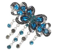 Fermaglio Chioma Fiore con Cristalli, Blu Mollettone a Molla | Struttura a Molla, Lega Cristallo Lucido, per Frangia e Semiraccolti, Stile Elegante per Feste Serali Colore Casuale