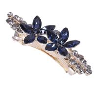 Fermaglio Chioma Fiore con Cristalli, Piccolo, per Donna Elegante | Lega di Zinco, Colore Blu Navy, per Acconciature Raccolte e Mezze Raccolte, Comodo da Indossare