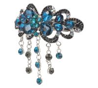 Fermaglio Chioma Sposa Fiore con Cristalli, Molletta a Molla Blu | Lega e Cristalli, Finitura Lucida, Styling Rapido per Donne, Cerimonie, Balli e Chioma Fini Colore Casuale