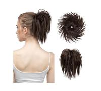 Fermaglio con capelli sintetici, chignon disordinato, fascia elastica scrunchie, extension per capelli sintetici ricci e chignon disordinati (marrone scuro)