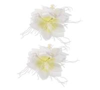 Fermaglio Fiore Hawaiano Bianco per Chioma Donna, 2 Pezzi | Design Tropicale Ispirato alle Isole, Metallo e Plastica, per Acconciature Raccolte, Feste Estive, Bordo Piscina