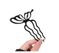 Fermaglio for capelli a forma di farfalla in metallo, for donne, con forcina for capelli, for chignon spettinato, pettini laterali, bastoncini for acconciature(Black 12cm)