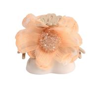 Fermaglio for capelli con fiore di garza grande - Fermaglio for bagno in tessuto for donna - Gioielli for la testa for afferrare i capelli(ChampagneWhite)