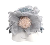 Fermaglio for capelli con fiore di garza grande - Fermaglio for bagno in tessuto for donna - Gioielli for la testa for afferrare i capelli(GrayWhite)